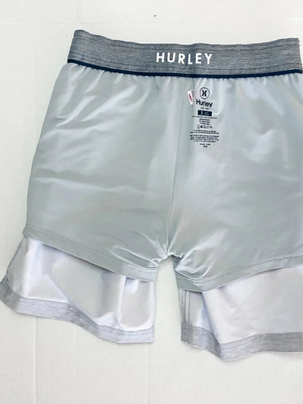 Hurley Striped Lined Volley Swim Shorts - Size S - Blue / Grey